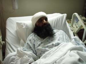 Amarjit Singh, 45 years, after undergoing head surgery at New York Hospital Queens.